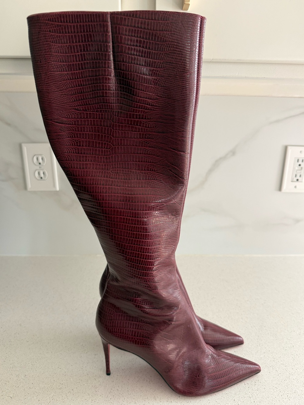 Christian Louboutin Kate Botta 85 Embossed Knee High Heel Boot EU 39 US 9 - Picture 3 of 8